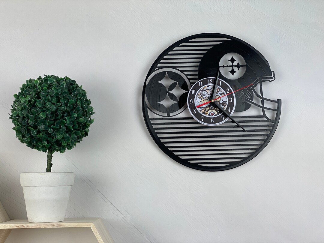 Steelers Wall Decor Vinyl Record Clock Man Cave Wall Clock Teenager Boy