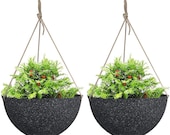Large Hanging Planters for Outdoor Plants - Hanging Flower Pots Weathered Gray -13.2 quot , Set of 2