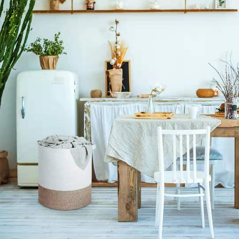 Storage Baskets Extra Large 20 x 18 Inches Decorative Woven Cotton Rope Basket Blanket Basket for Living Room Tall Laundry Basket Hamper