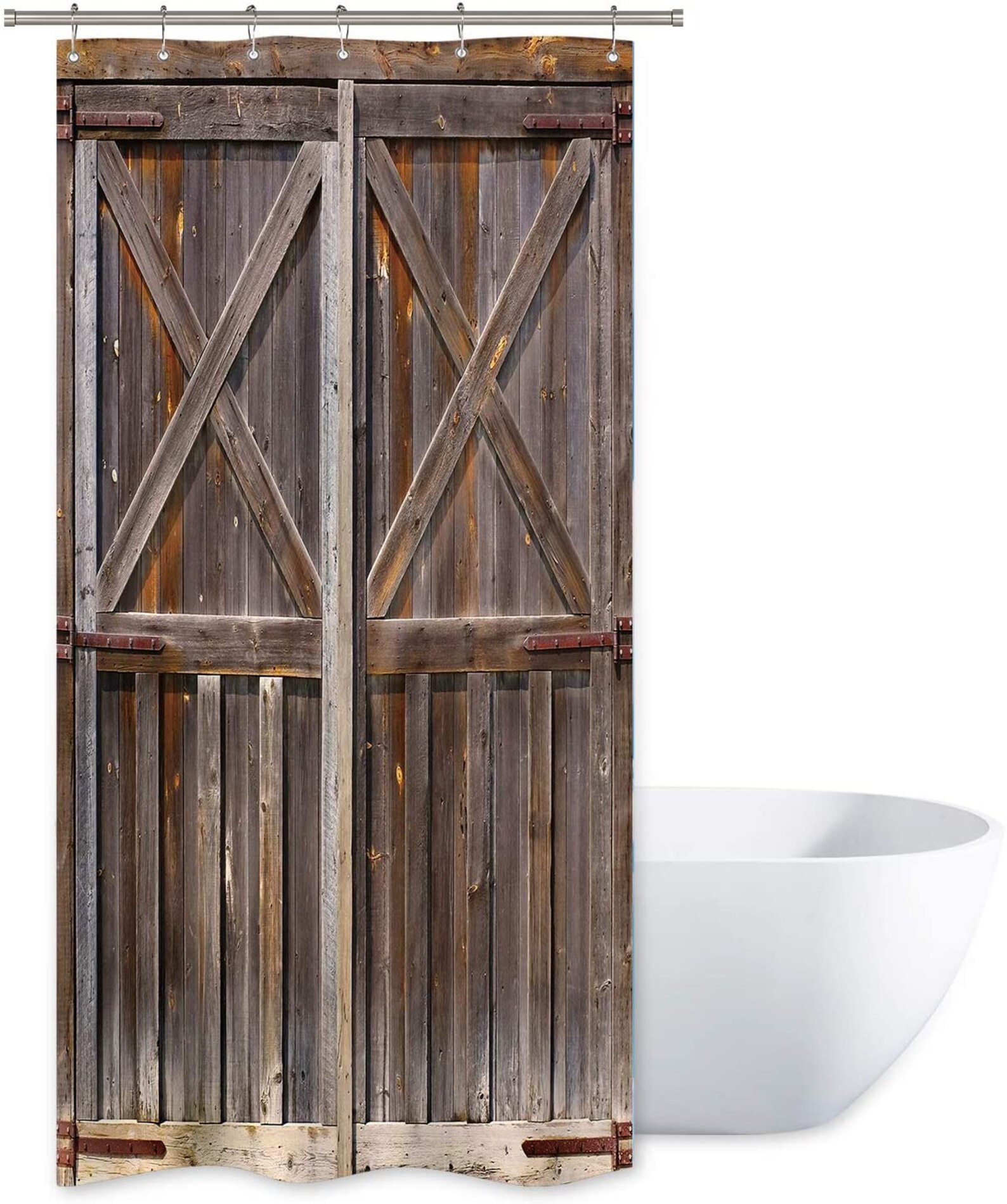Wooden Barn Door Shower Curtain 36Wx72H Inch Rustic Farmhouse Etsy