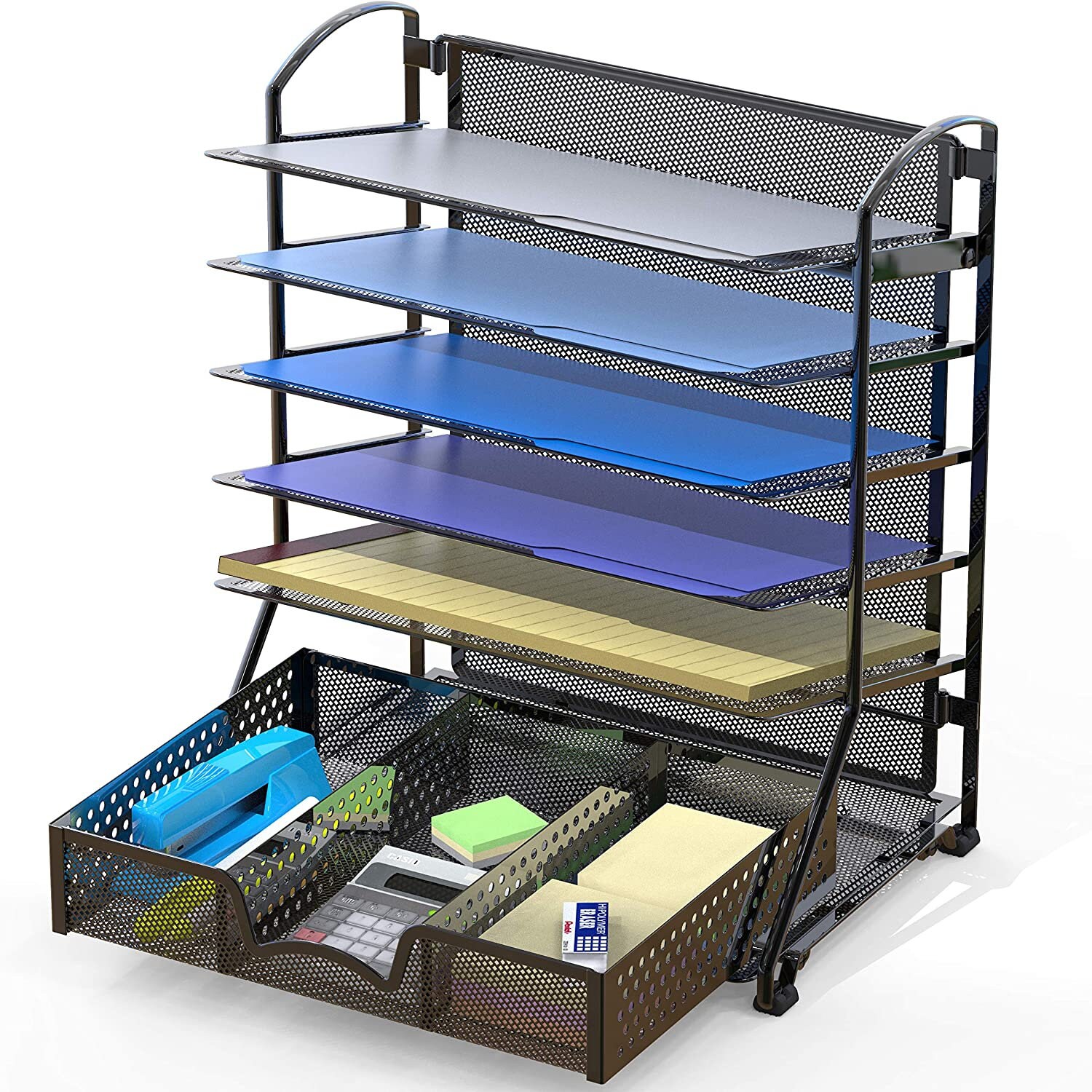 Simple Trending 5Trays Mesh Desk File Organizer Vertical Etsy