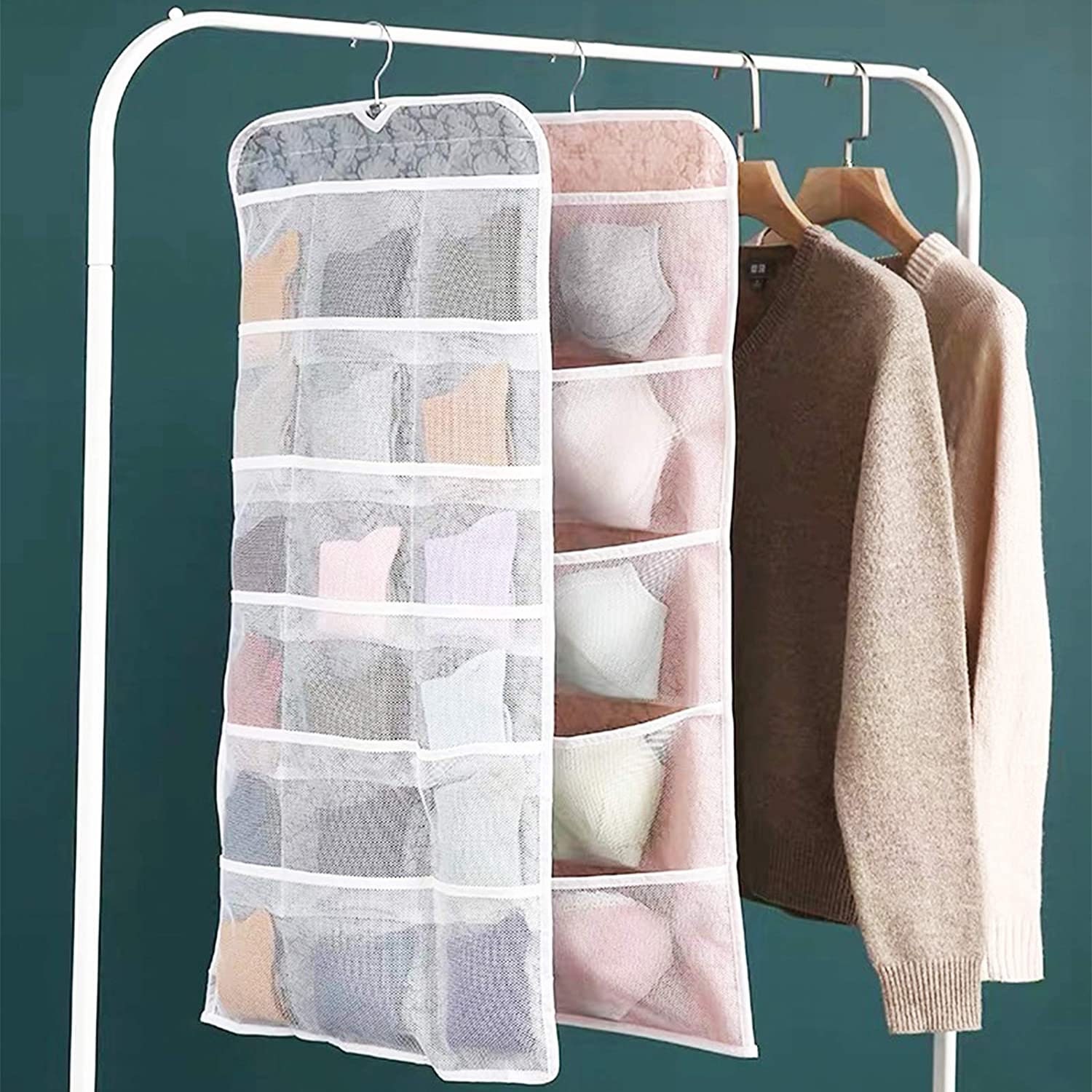Closet Hanging Organizer with Mesh Pockets & Rotating Metal Etsy
