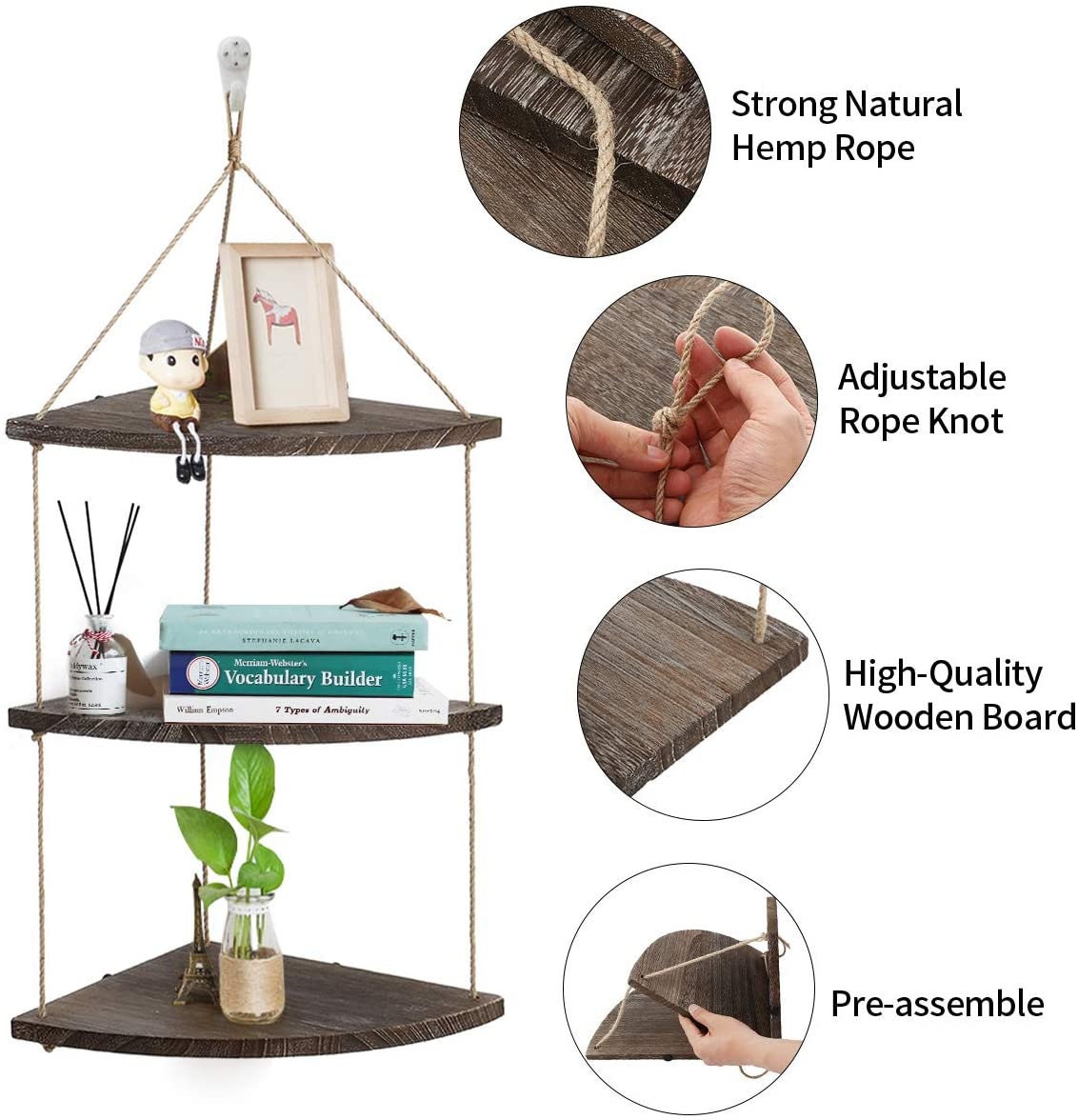 Hanging Corner Shelf 3 Tier Hanging Shelf Corner Wall Mount Etsy