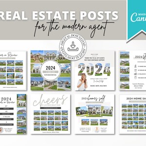 Post sui social media per il nuovo anno immobiliare / Post sulle case vendute in rassegna dell'anno / Modello Canva immobiliare / Post di Instagram 2024 2025
