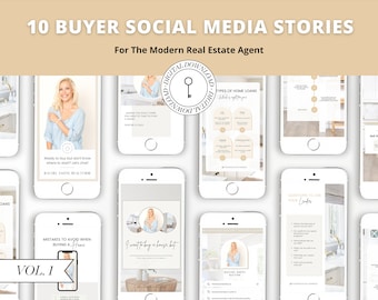 10 Buyer Social Media Stories |  Real Estate | Social Media for Agents | Agent Marketing | Instagram Stories | Facebook | Canva | Vol 1