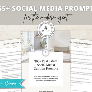 365+ Social Media Prompts | Social Media Ideen für Agenten | Immobilienmarketing | Beschriftung Vorspeisen | 365 Tage Bildunterschrift Ideen