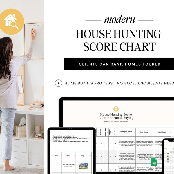 House Hunting Score Chart | House Hunting Schedule | Home Buyer Ranking System | Real Estate Marketing | Google Sheets | Home Buying System