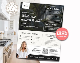Home Wert Marketing Flyer | Grundbesitz Canva Vorlage | CMA Objekt Flyer | CMA Mailer | CMA Bleimagnet | Makramee Blei Magnet Flyer