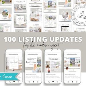 100 Social Media Eintrag Update Beiträge | Immobilienmarketing | Instagram Posts | Facebook Posts | Open House, Just Listed Canva