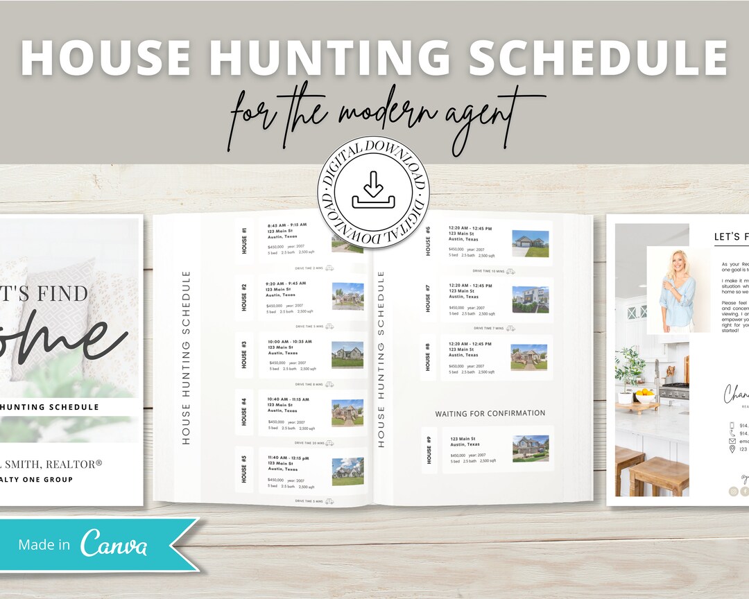 House Hunting Schedule for Clients | Real Estate Marketing | Home Buyer ...