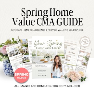 Spring CMA Report | Home Value Guide | Comparative Market Analysis | Spring Home Value Guide | Seller Guide Real Estate Prospecting | Canva