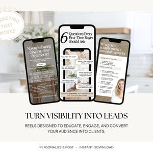 The image is an advertisement for a real estate agent service that encourages viewers to ask questions about their home and consider turning their visibility into leads.
