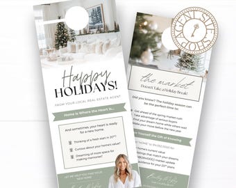 Christmas Real Estate Door Hanger | Realtor DoorKnocking | Real Estate Farming | Real Estate Marketing | Door Hanger | Realtor Christmas