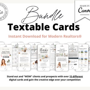 Digital Business Card Bundle | Textable Real Estate Cards | Real Estate Marketing | Canva Template | Textable Prospecting Cards | Open House