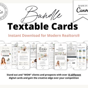 Digital Business Card Bundle | Textable Real Estate Cards | Real Estate Marketing | Canva Template | Textable Prospecting Cards | Open House