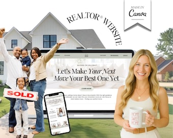 Real Estate Canva Website Template  | Real Estate Agent Website Template | Landing Page | Lead Magnet | Home Buyer Guide | Home Seller Guide