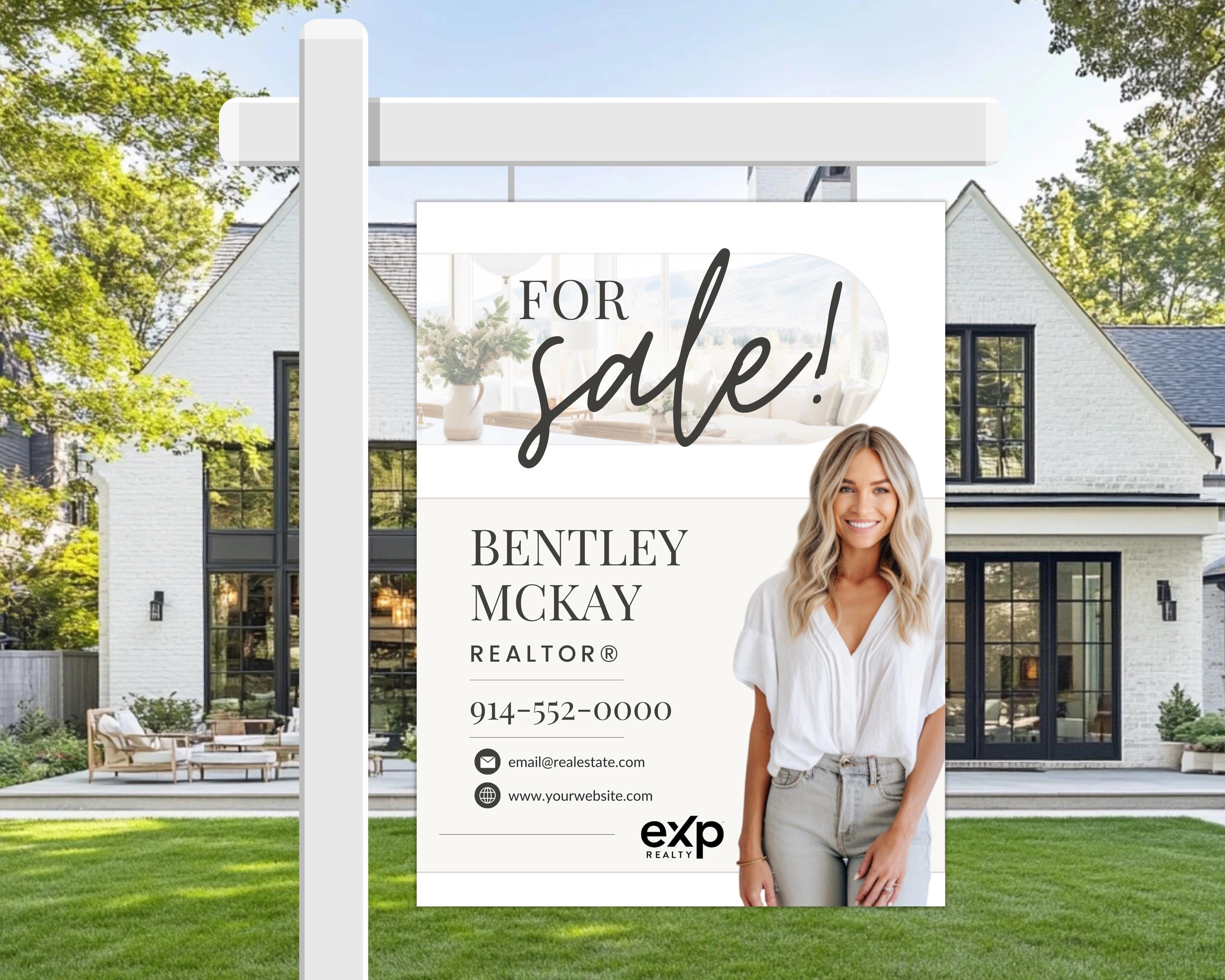 Real Estate Yard Sign Template | For Sale Sign | Property Sign | Modern For Sale Sign | Real Estate Sold Sign | Canva For Sale | Sign Rider