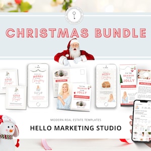 Kerstvastgoedbundel | Canva-sjablonen voor vastgoedmarketing | Sociale mediaberichten over onroerend goed | Wintervakantie onroerend goed | Vakantie