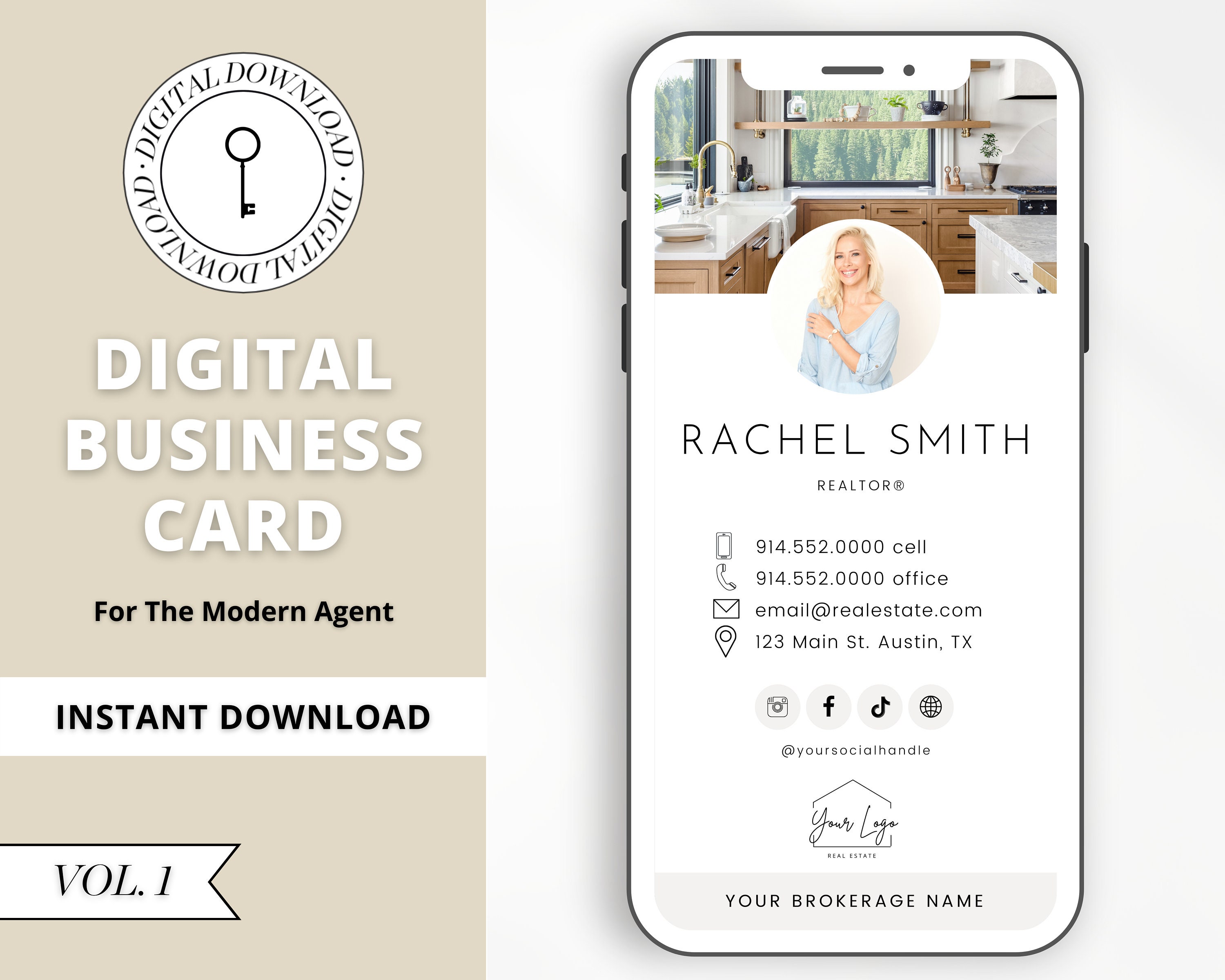 Digital Business Card Canva Template Vol 14 Modern Business Card