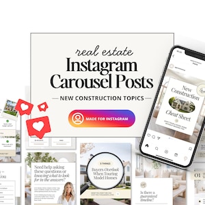 Real Estate Instagram Carousel Posts  | New Construction Social Media Posts | Builder Guide| Real Estate Reels | Canva Real Estate Marketing
