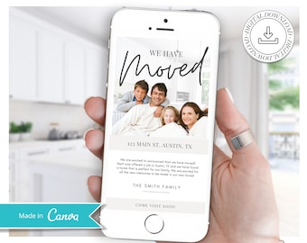 Digital Moving Announcement | We Moved Postcard for Phone | New Address Card | Personalized New House | Textable New Home Card | New Home