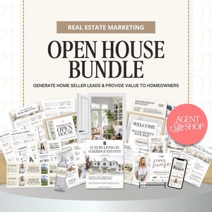 Opendeurdag-bundel | Marketingmateriaal voor onroerend goed | Opendeurdag Inloggen | Vastgoedmarketing | Canvassjabloon | Kopergids | Open huis