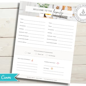 Real Estate Buyer Seller Intake Questionnaire | Get To Know You Form | Lead Intake Form | Real Estate Marketing Canva | Pop By Closing Gift