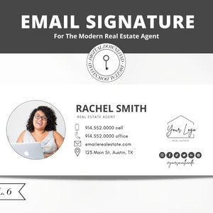 Vol 6 / Firma de correo electrónico / Firma de Gmail / Marketing inmobiliario / Plantilla moderna de Canva / Fotógrafo emprendedor / Negocios / Blogger