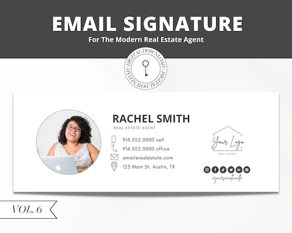 Vol 6 | Email Signature | Gmail Signature | Real Estate Marketing | Modern Canva Template | Photographer Entrepreneur | Business | Blogger