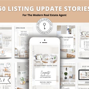 50 Listing Updates Stories Posts | Immobilien | Social Media für Agenten | Agent Marketing | Instagram Stories | Facebook | Canva | Vol 1