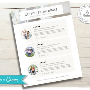 Flyer met getuigenissen van onroerend goed | Vastgoedmarketing | Klantrecensies | Canva-sjabloon | Advertentiepresentatie | Facebook- en Instagram-berichten