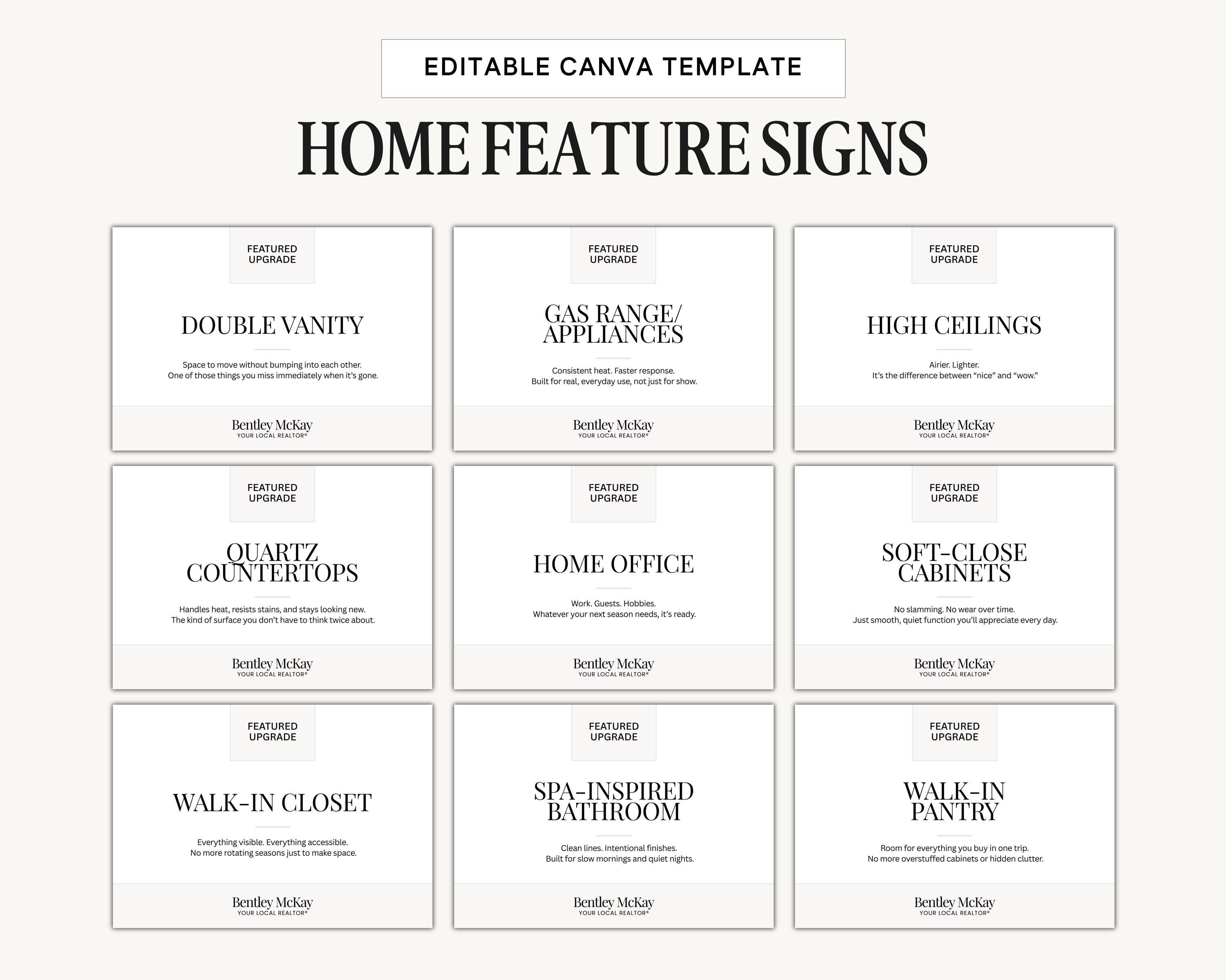 Local Highlight Sign Open House Feature Signs | Real Estate Feature Highlight Cards ...