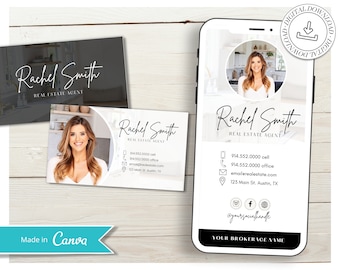 Digital Business Card & Business Card Bundle | Real Estate Marketing | Modern Real Estate Business Card | Entrepreneur | Canva Template