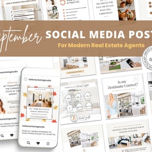September Social Media Posts | No Captions | Fall Real Estate Agent Social Media Posts | Real Estate Marketing | Canva Template | September