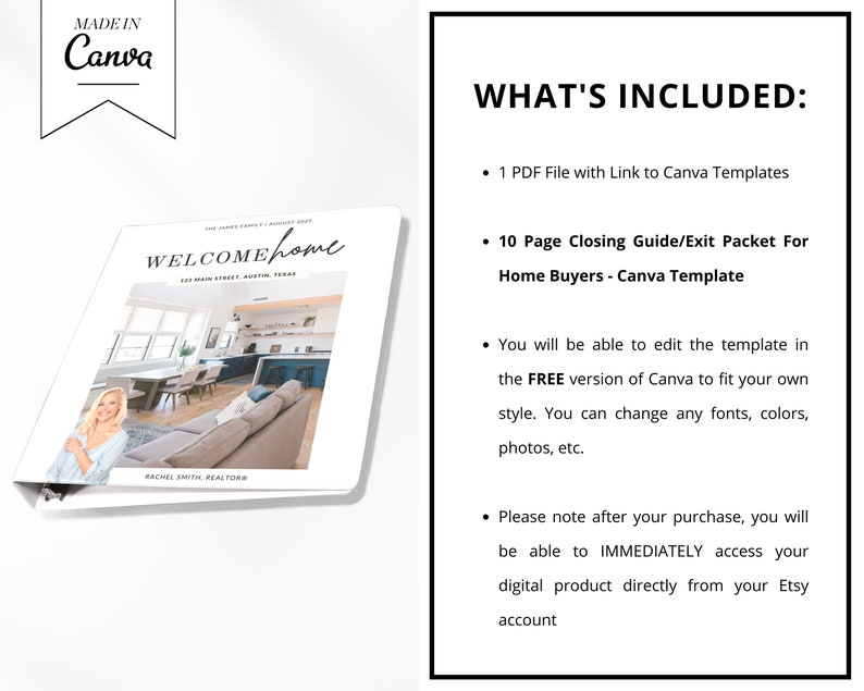 Real Estate Client Closing Guide Exit Packet New Home Binder Etsy