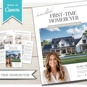 First-Time Home Buyer Guide | Home Buyer Packet | Real Estate Marketing | Real Estate Canva Template | Buyer Roadmap | First-Time Home Buyer