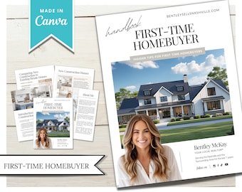 First-Time Home Buyer Guide | Home Buyer Packet | Real Estate Marketing | Real Estate Canva Template | Buyer Roadmap | First-Time Home Buyer