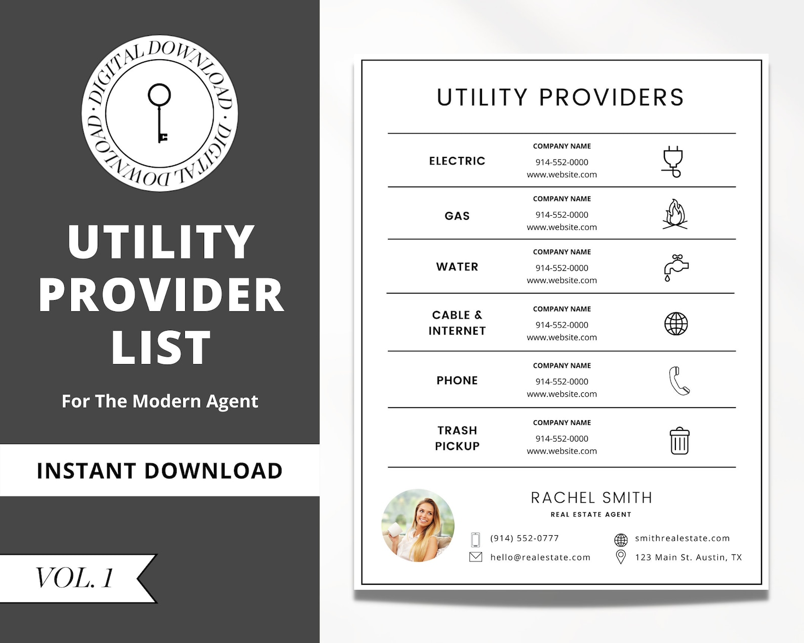 Vol 1 Real Estate Utility Provider List Vendor Etsy