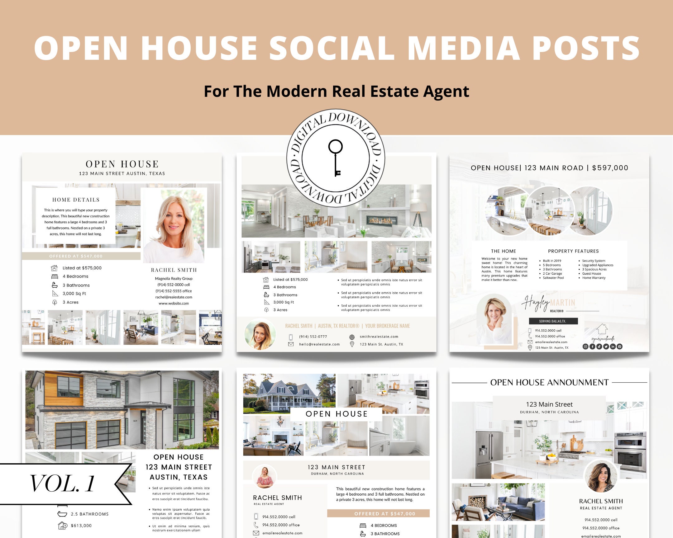 Vol 1 6 Open House Social Media Posts Social Media for Etsy