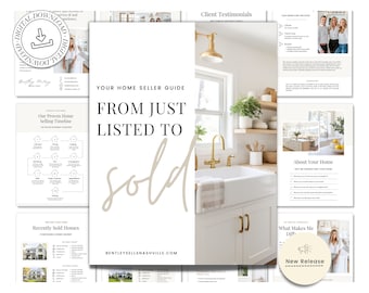 Real Estate Listing Presentation | Real Estate Marketing | Home Seller Guide | Listing Packet | CMA Packet | Prelisting Packet Canva | Canva