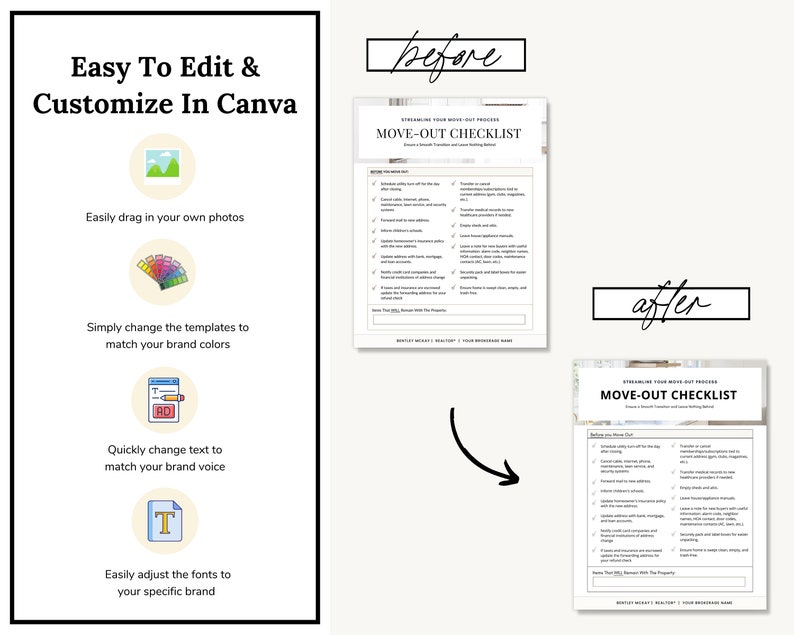 Real Estate Moving Checklist | Moving Guide | Printable Moving Checklist | Moving Checklist | Real Estate Marketing | Moving Flyer | To-Do image 7