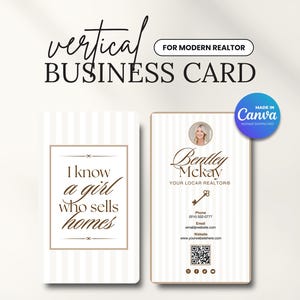 Real Estate Business Card | Canva Template | Two-Sided | Entrepreneur | Interior Designer | Photographer | Mortgage Lender | Aesthetic | Bow