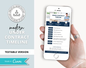 Under Contract Timeline for Real Estate | Textable Real Estate Closing Checklist | Home Buyer Guide | Canva Real Estate Template | Vol 6