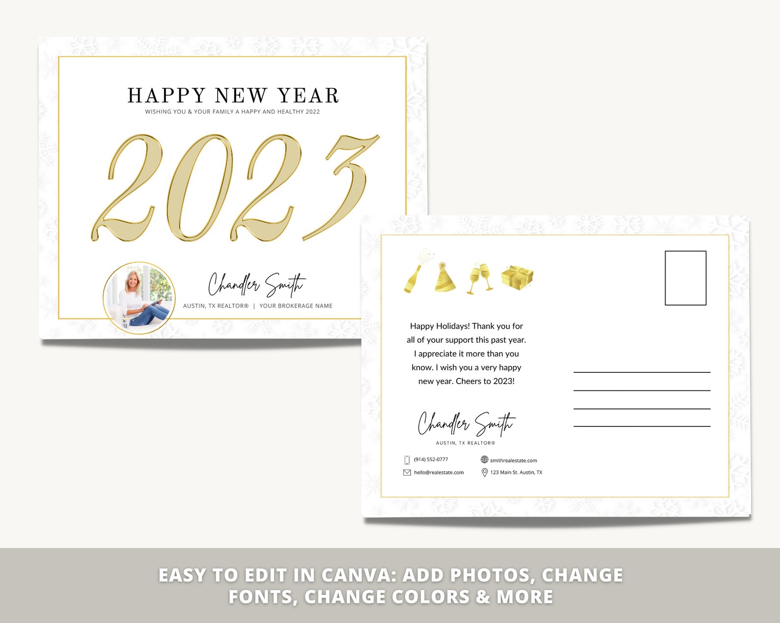 Real Estate Happy New Year Postcard Business New Year Card Etsy