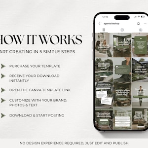 The image is a screenshot of a smartphone displaying a social media app interface, with a list of steps for creating content on the app.