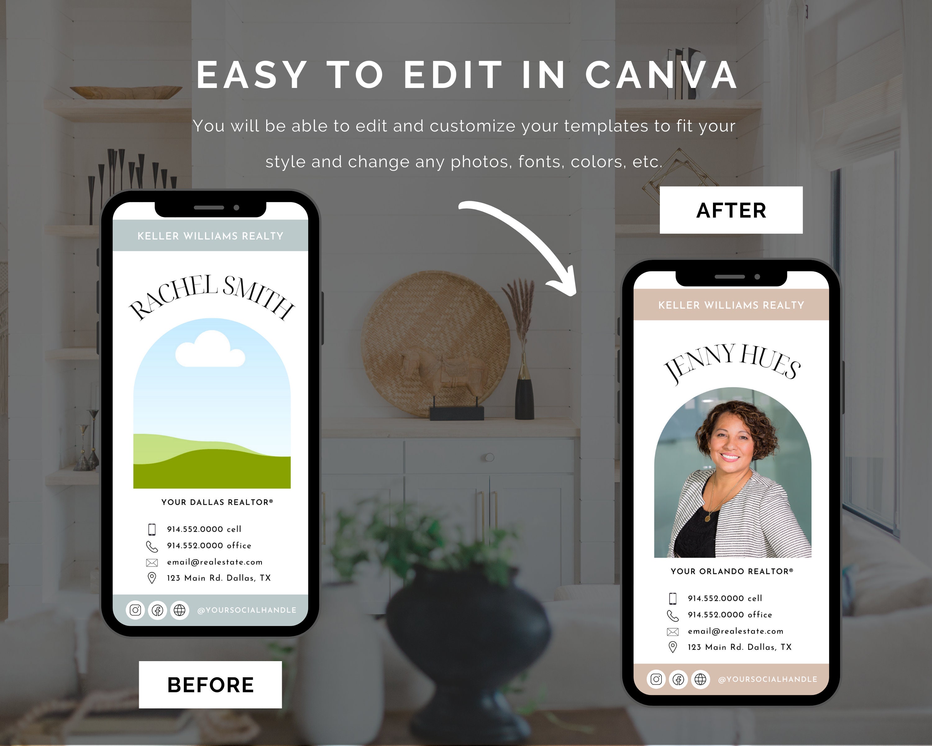 NEW Digital Business Card Canva Template Real Estate Etsy