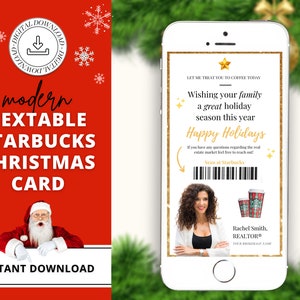 Tekstbare kerstkaart | Marketing van makelaars in onroerend goed | Vastgoedbolgeschenk | Canva-sjabloon | Klantgeschenk | Kerstcadeau voor onroerend goed