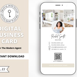 Modèle Canva de carte de visite numérique | Carte de visite immobilière | Marketing des agents | Carte de visite moderne | Entrepreneur | Moderne | Vol 13