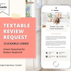 Carte textuelle de demande d'examen client | Commercialisation des agents immobiliers | Témoignages de clients entrepreneurs | Modèle Canva | Demande de référence