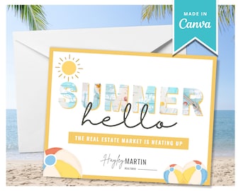 Real Estate Summer Postcard Canva Template | Summer Real Estate Marketing | Real Estate Farming Card | Real Estate Summer Checklist | Summer